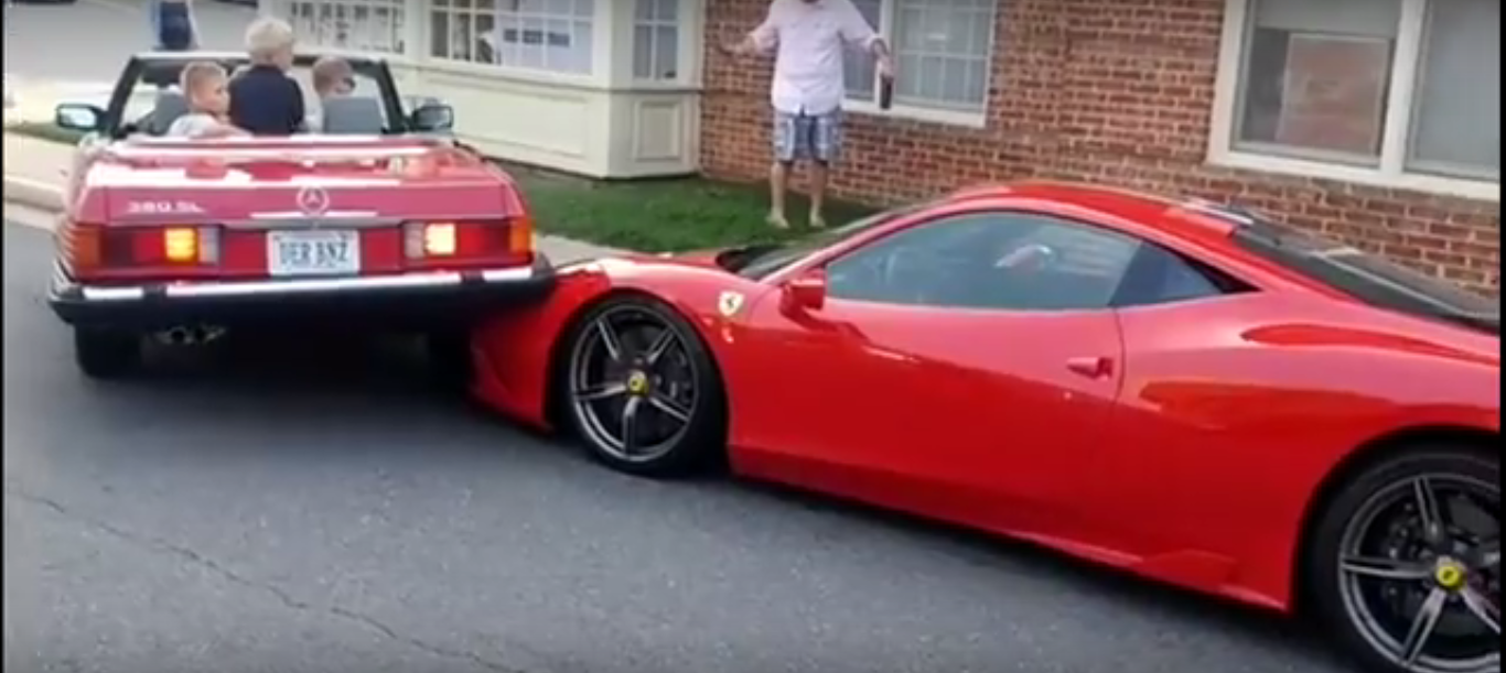 Virginia Woman Parks Mercedes on Top of Ferrari [VIDEO]