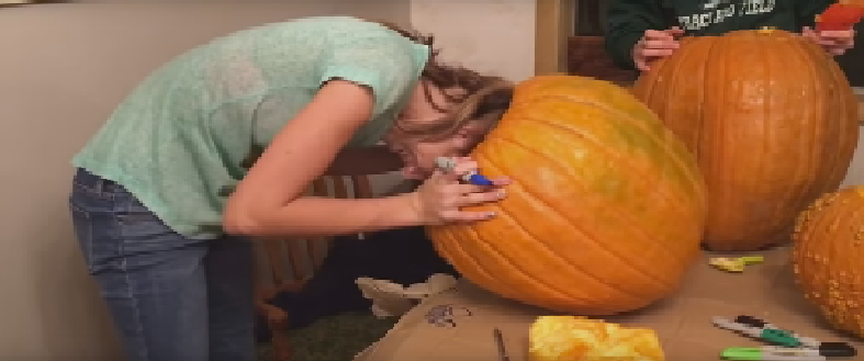 Daring Teenager Gets Her Head Stuck in a Pumpkin