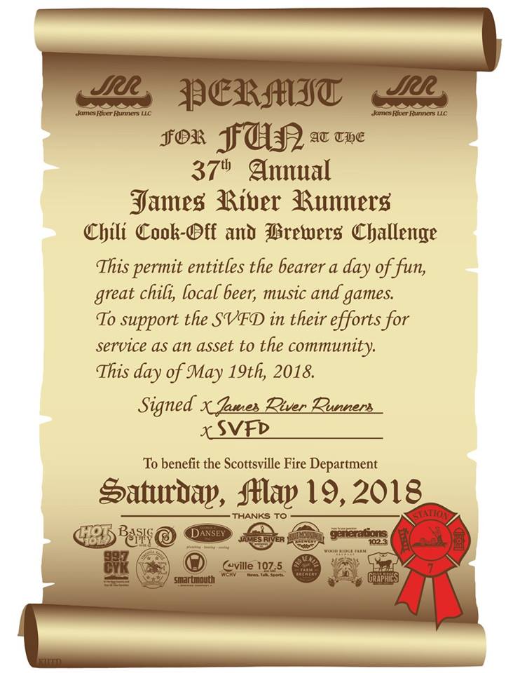 37TH ANNUAL JAMES RIVER RUNNERS CHILI COOKOFF AND BREWER’S CHALLENGE