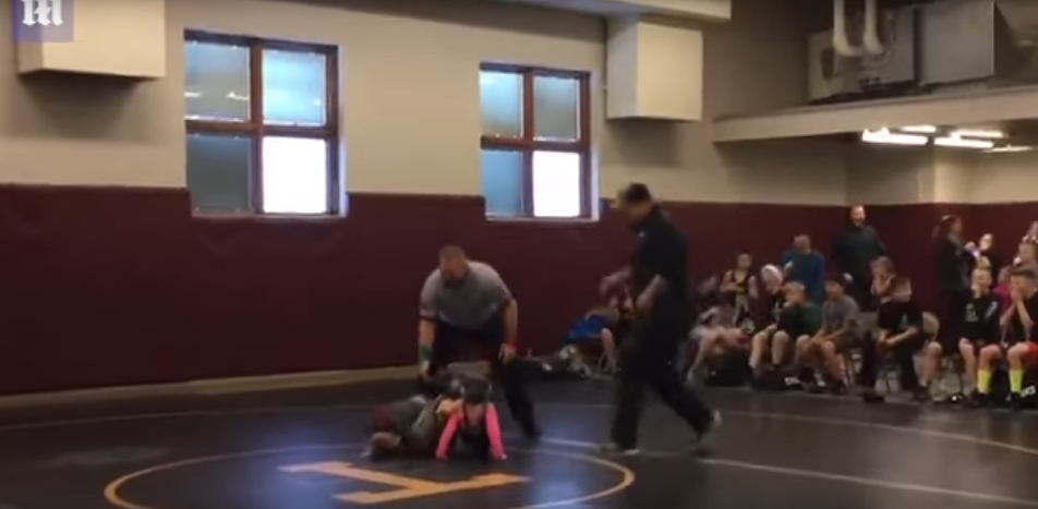 Daring Little Brother Comes to the Aid of His Sister During Wrestling Match [WATCH]