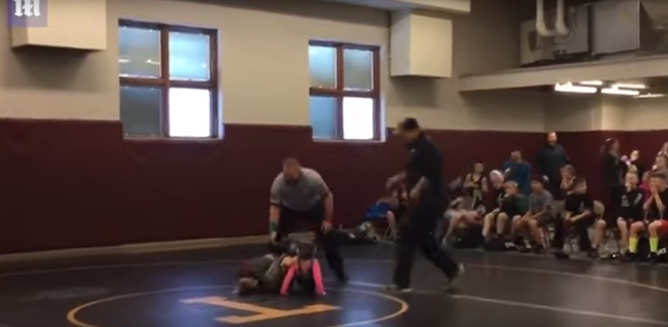 Daring Little Brother Comes To The Aid Of His Sister During Wrestling Match [watch]