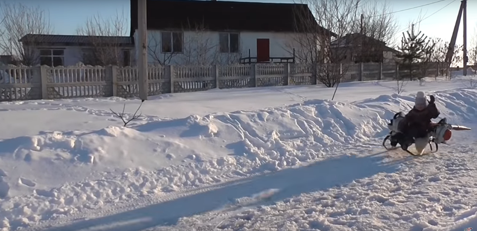 Check Out the Leaf Blower Turbo Snow Sled [WATCH]