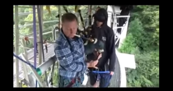 Bored Bagpiper Decides to Bungee Jump While Playing His Instrument [WATCH]